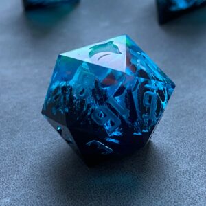 Aurora Borealis dice d20 - handmade sharp edge dice