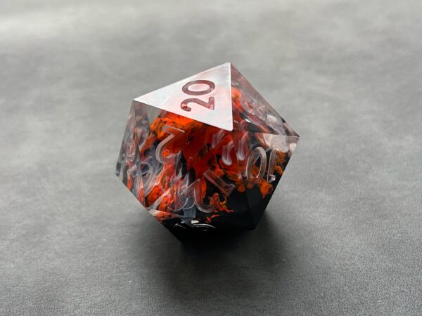Giant dnd dice with volcano lava dice