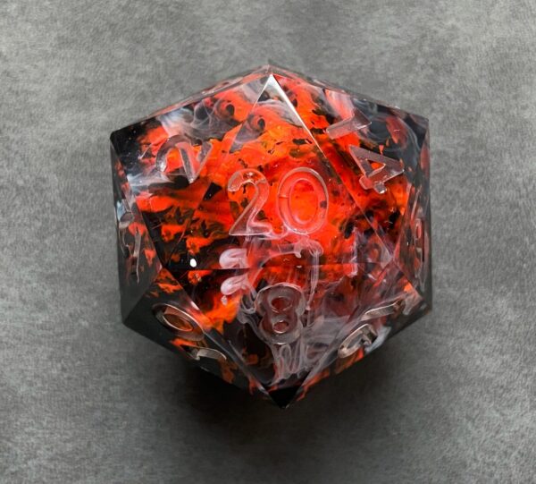 Giant dnd dice with volcano