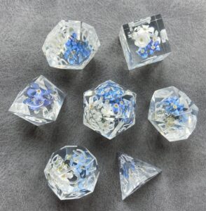 set of 7 druid flower dice