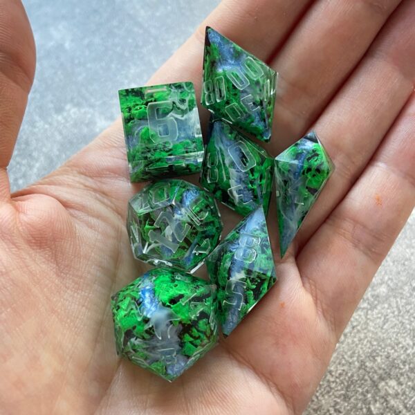 Druid dice set Summer forest dnd dice set of 7 handmade